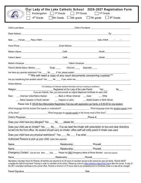 Registration Form for 2026-2027