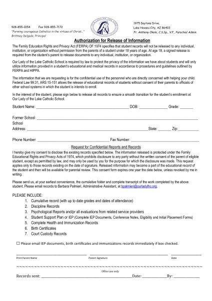 Authorization for Release of Information